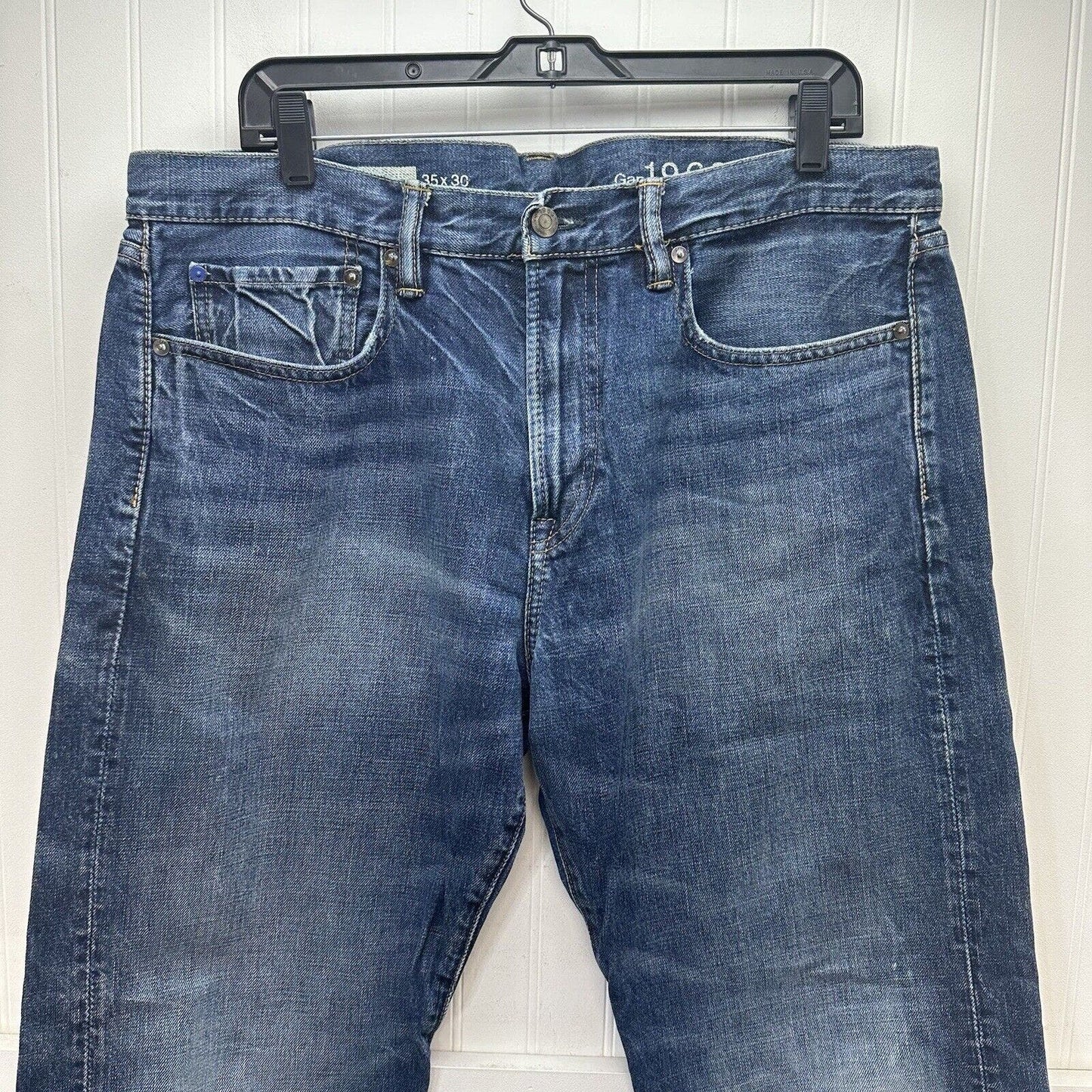 Gap 1969 Jeans Mens 35x30 Blue Loose Baggy Denim Medium Wash 100% Cotton *Short