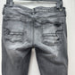 American Eagle Jeans 12 Jegging Super Low Stretch Gray Denim Distressed *Flaw