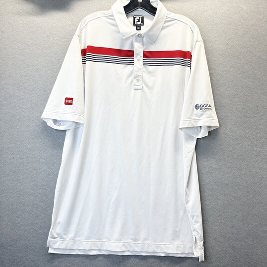 Foot Joy Shirt Mens XL Polo White Short Sleeve Embroidered Logo Golf FJ *Flaw