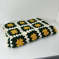 Vintage Granny Square Afghan Hand Crochet Green & Gold Blanket Roseanne 42 X 60