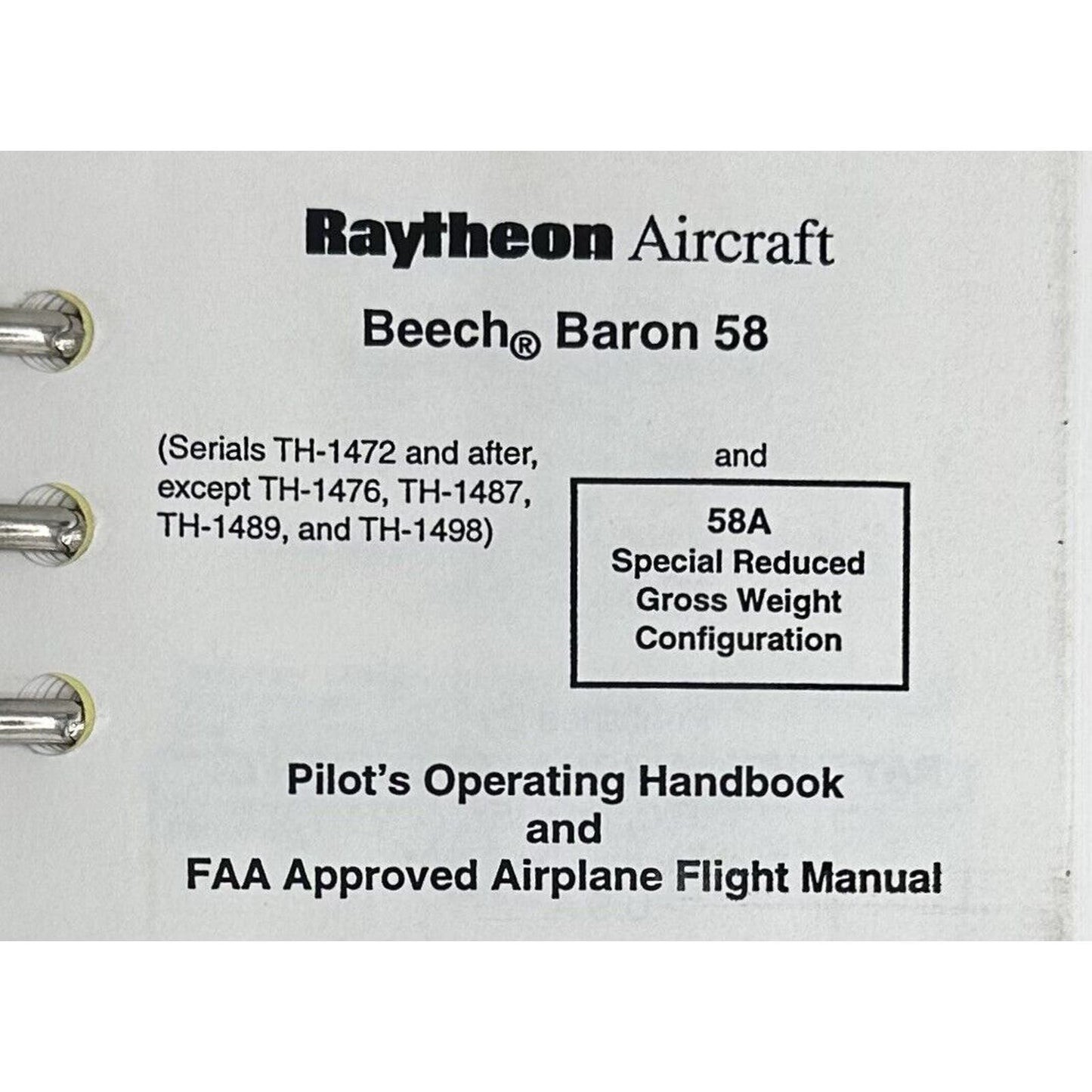 Beech Baron 58 Raytheon Aircraft / Beech Hawker Pilot's Operating Handbook