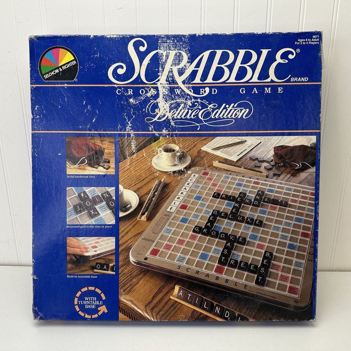 Vintage Scrabble Deluxe Edition 1982 Rotating Turntable Board Game Wooden Tiles