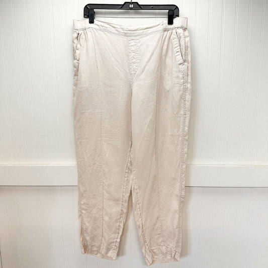 Nicole Miller Pants XL Linen Crop Beige Coastal Beach Minimalist Light Womens