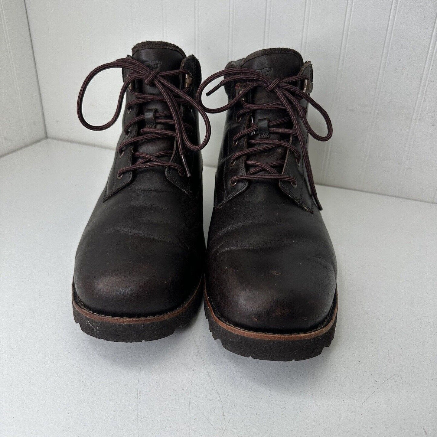UGG Men’s Boots Seton TL Stout Brown Leather Waterproof Sherpa US 13/EUR 47