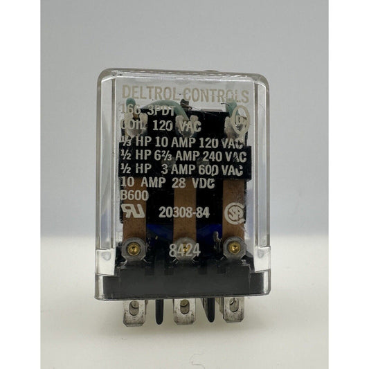Deltrol Controls Relay 20308-84 166 3PDT 120VAC 10Amp 28VDC 11 Pin Coil