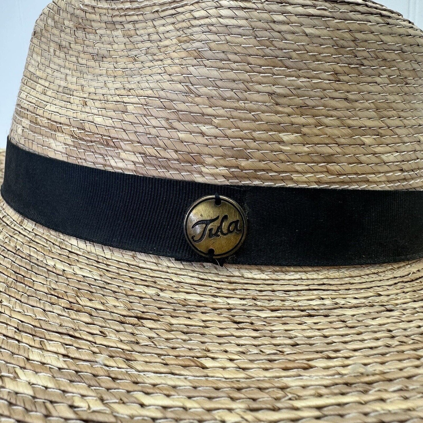 Tula Beige Wide Brim Palm Fiber Gardening Straw Hat Size 7 1/4 (58)