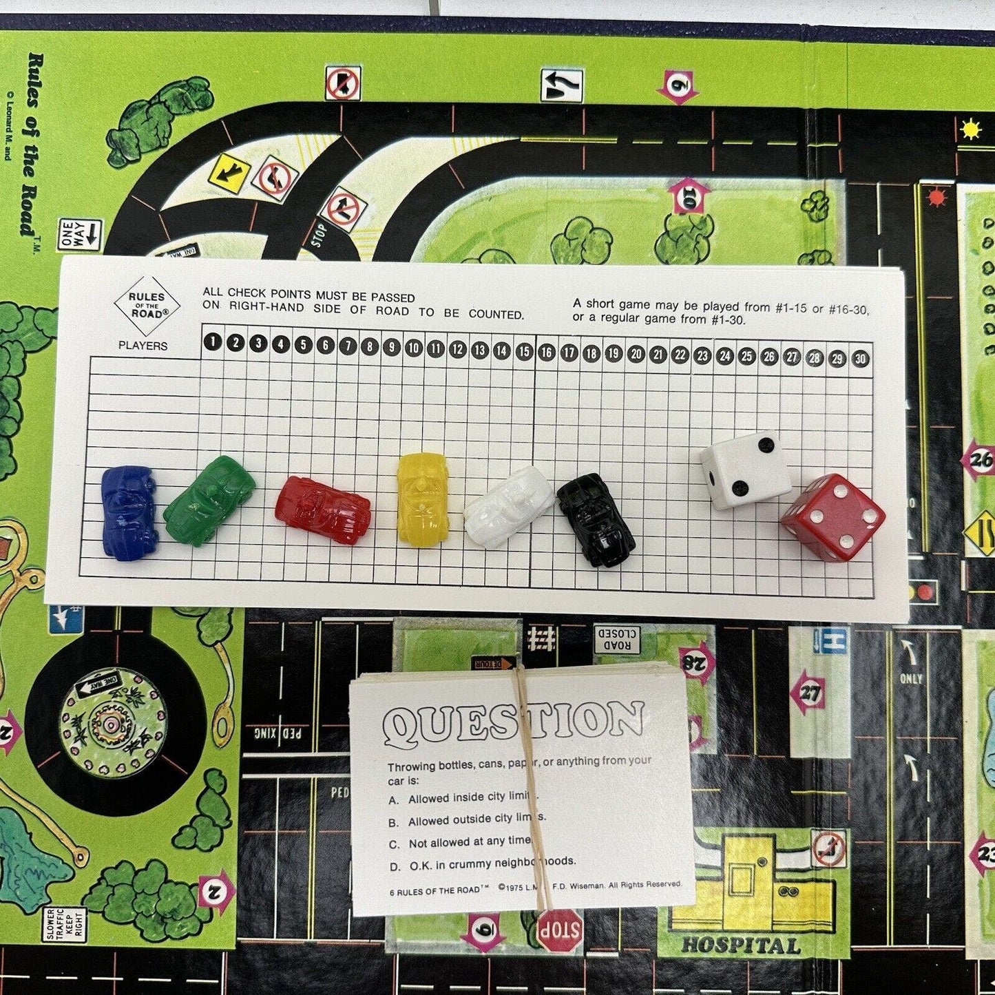 1977 Rules Of The Road By Cadaco Board Game 100% Complete.