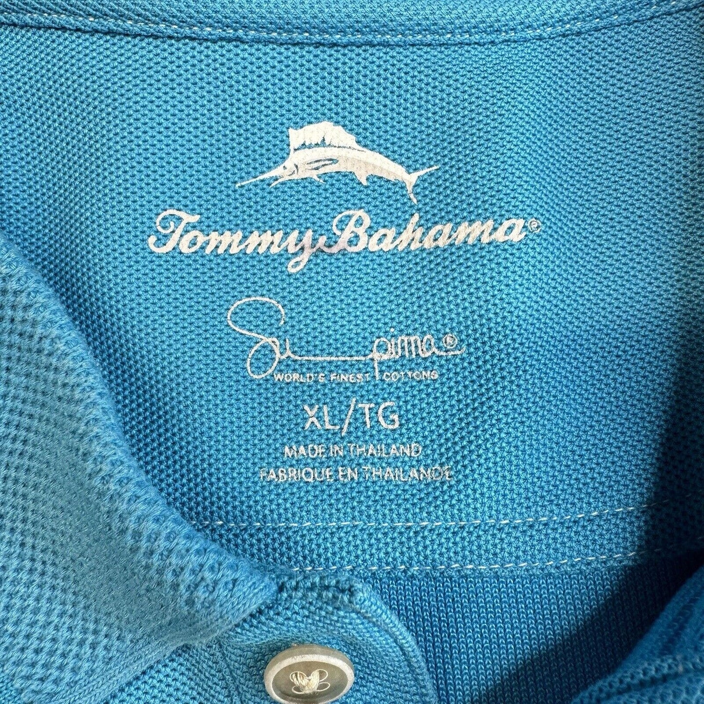 Tommy Bahama Shirt Mens XL Blue Polo Short Sleeve Embroidered Logo Golf Preppy