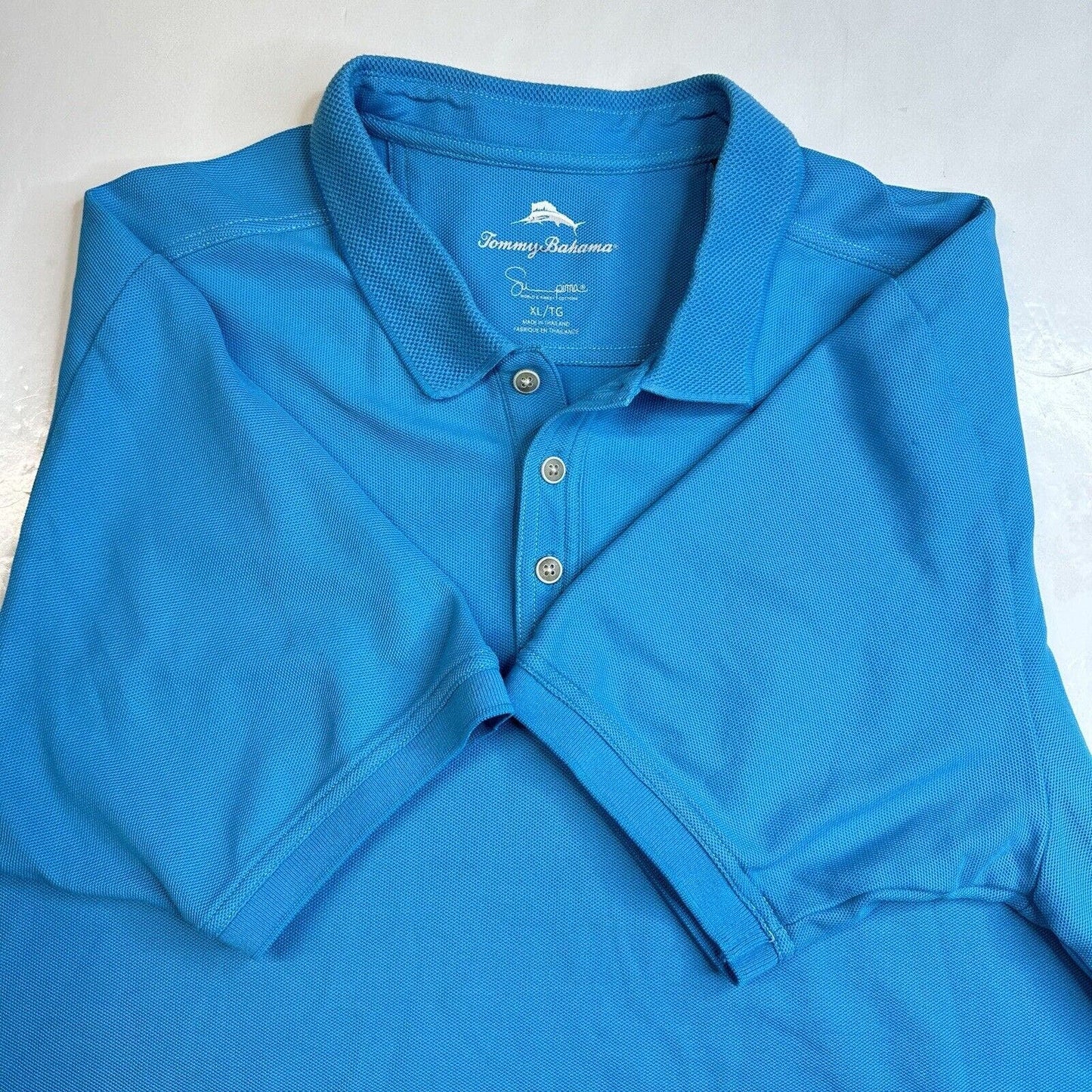 Tommy Bahama Shirt Mens XL Blue Polo Short Sleeve Embroidered Logo Golf Preppy