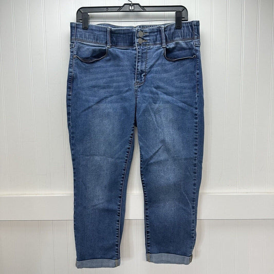 Apt 9 Jeans Womens 16 Capri Tummy Control Cuffed Blue Stretch Denim Comfort