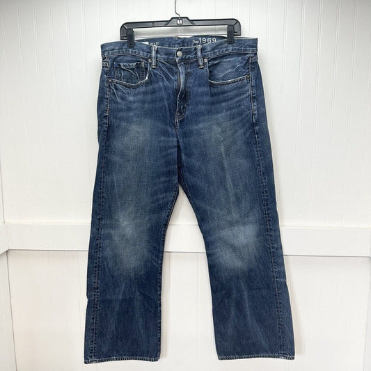 Gap 1969 Jeans Mens 35x30 Blue Loose Baggy Denim Medium Wash 100% Cotton