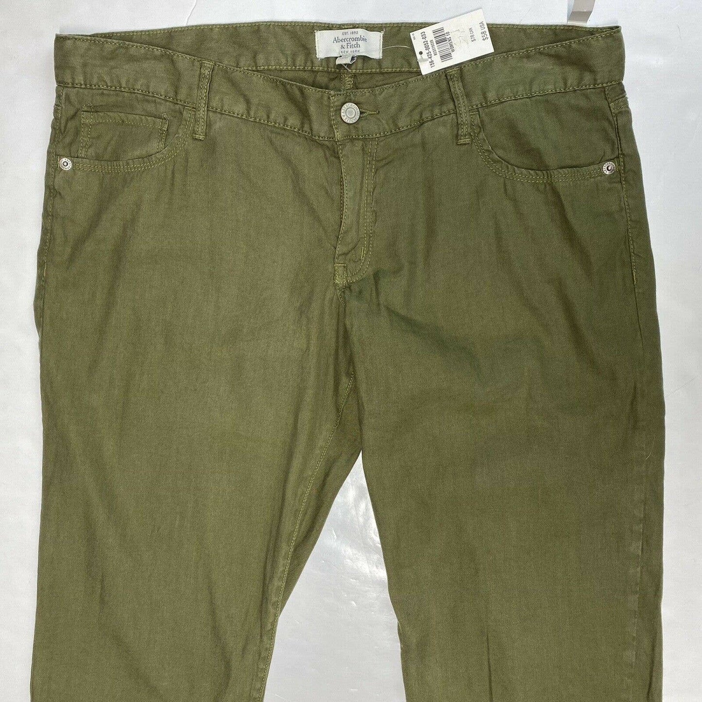 Abercrombie & Fitch Linen Blend Capri Sz 10 Olive Green Pants NEW *Measure Big*