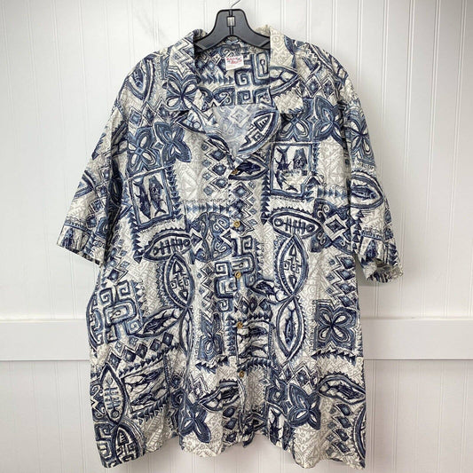 Vintage Barefoot In Paradise Button Up Shirt Mens 5XL Short Sleeve Fish *Hole