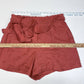 A Loves A High Waist Belted Paperbag Shorts Sz 10 Red Linen/Cotton Pull On Short
