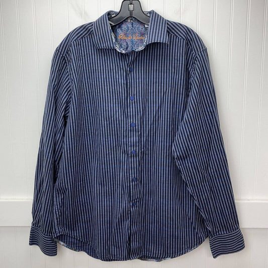 Robert Graham Classic Fit Button Up Shirt Mens XL Blue/Black Striped Long Sleeve