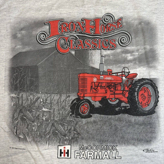 Vintage Farmall M Tractor TShirt XL Case International Harvester Tultex *Flaws