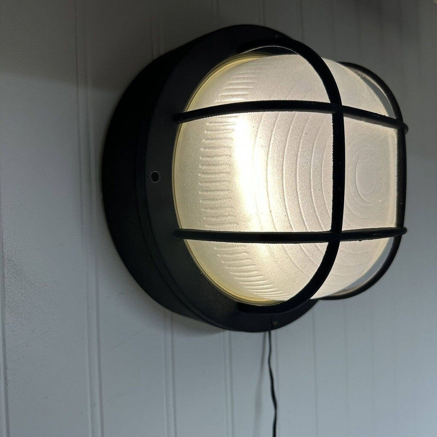 Minispotlight.com 12v 8” Round Caged Light Warm White Haunted House No Box