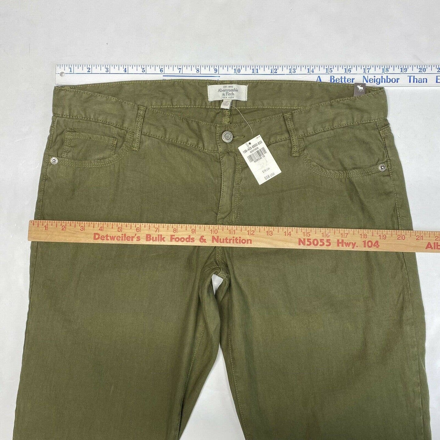 Abercrombie & Fitch Linen Blend Capri Sz 10 Olive Green Pants NEW *Measure Big*