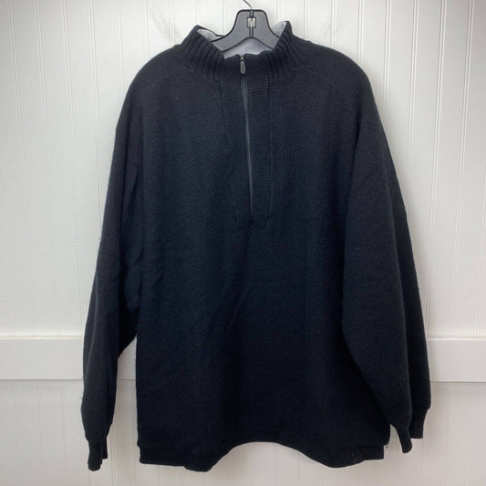 Adidas Wool Sweater Mens XLarge Zip Pullover Black Lined Heavy Thick XL *Flaw