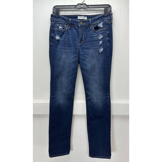 Abercrombie Fitch Slim Jeans Sz 4 (29"Waist) Lowrise Stretch Denim Blue Distress