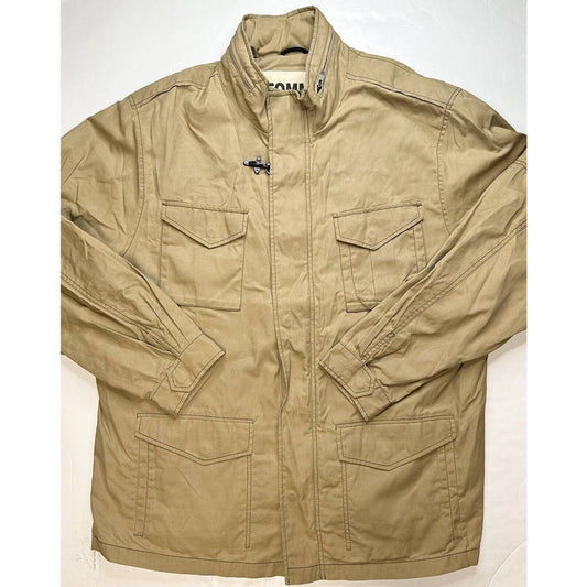 Tommy Bahama Field Jacket Mens XXL Tan Brown Khaki Lined Nylon Blend Coat EUC