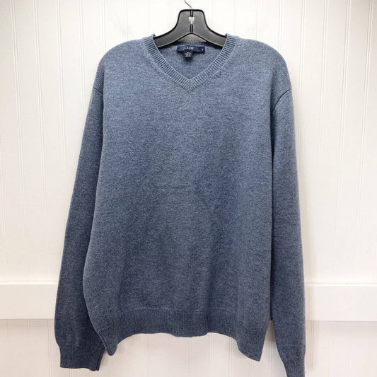 J Crew Merino Wool Sweater Mens XLarge Blue Long Sleeve Knit V-Neck Casual Top