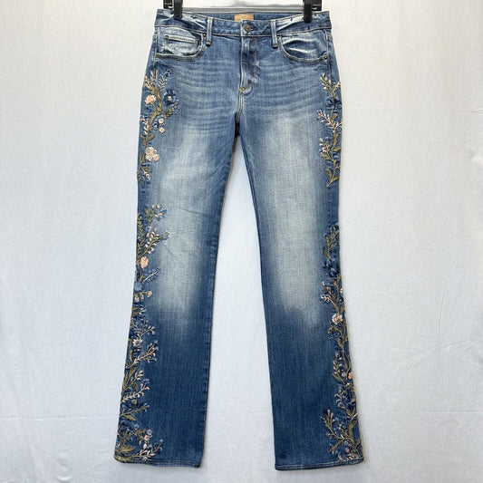 Driftwood Jeans Womens 29 Blue Kelly Bootcut Denim Floral Embroidery Western EUC