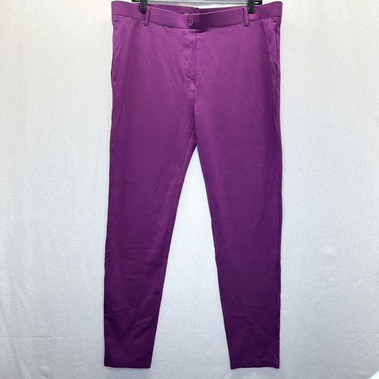 Betabrand Pants XXL Long Skinny Leg Classic Dress Pant Yoga Pull On Ponte Purple
