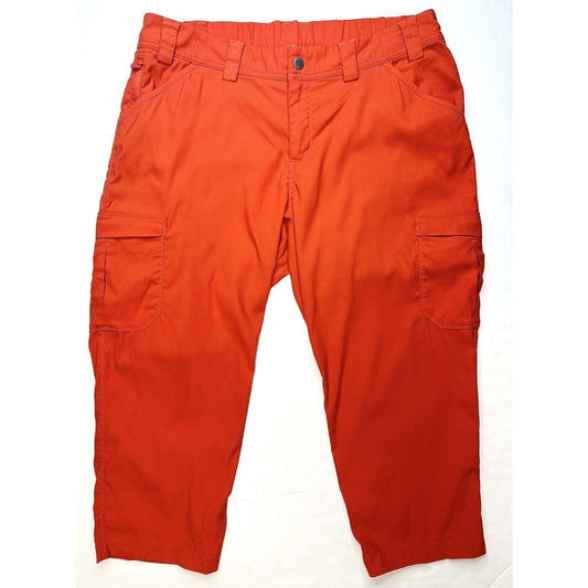 Duluth Trading Dry On The Fly Capris 16 Red Orange Cropped Hiking Pants *Flaw