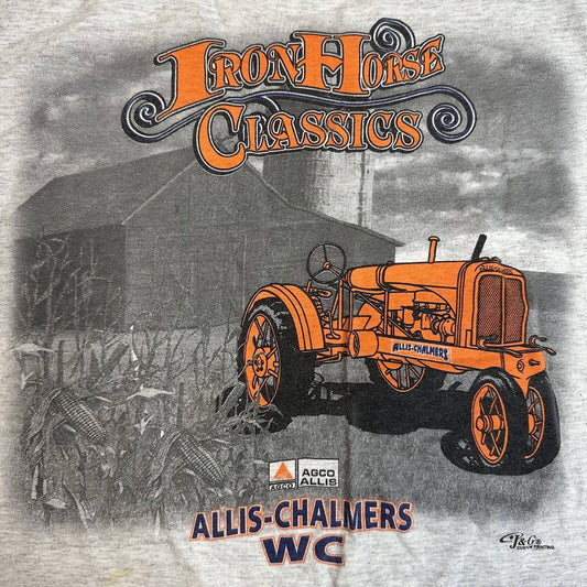 Vintage Allis-Chalmers WC Tractor TShirt 2XL Gray Short Sleeve Tultex *Flaws