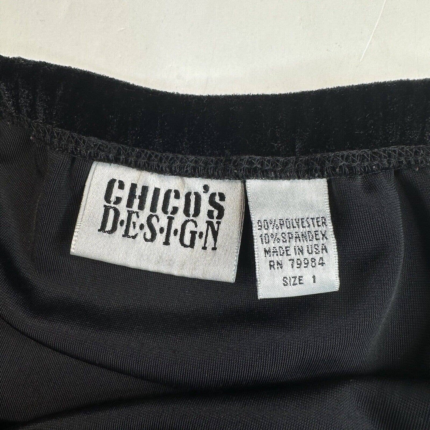 Vintage Chicos Velvet Maxi Skirt Sz 1 (US Medium) Black Long Pull On *Marks