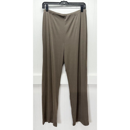 Chicos Easywear Slinky Knit Straight Pants 2 (US 12/Large) Taupe Tan Stretch EUC