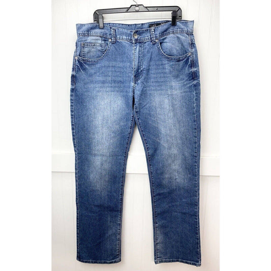 TK Axel Slim Straight Jeans Mens 36 Stretch Denim Blue Jeans Casual Medium Wash