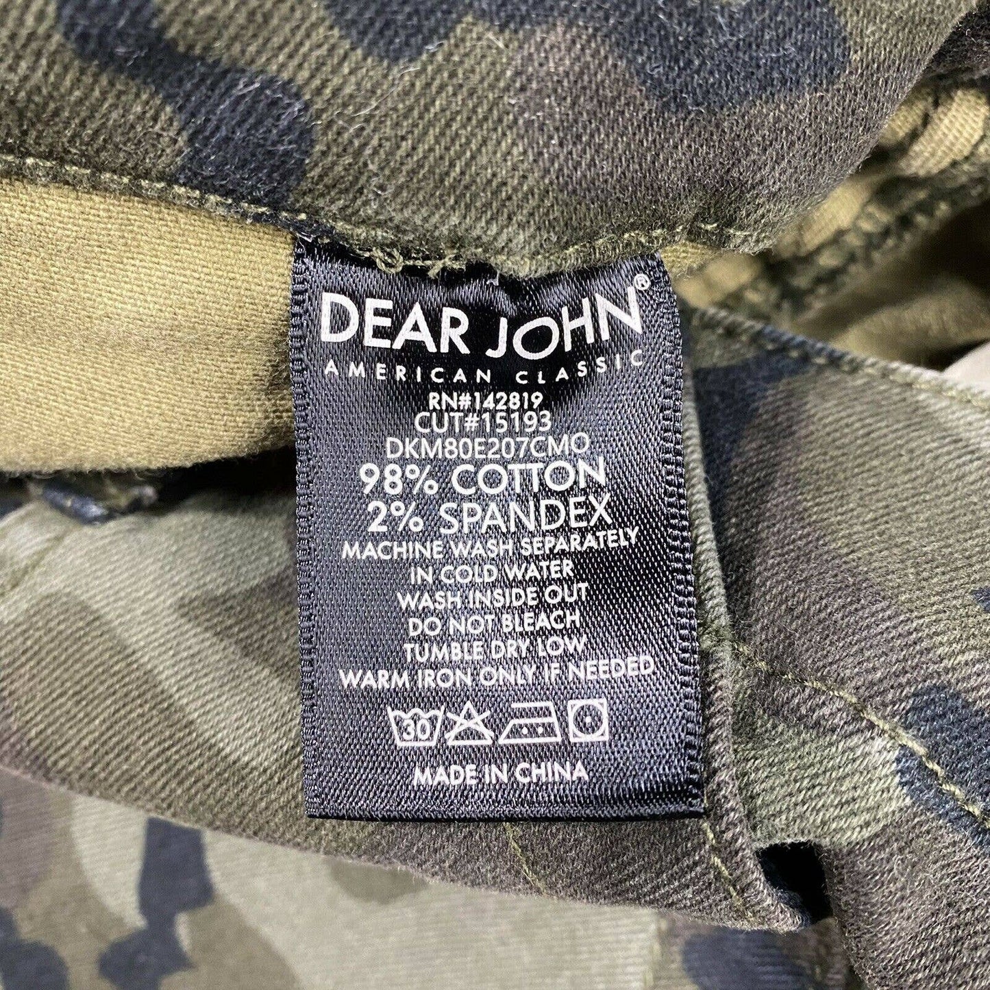 Dear John Camo Mini Skirt Sz 26 Women Green Camouflage Denim Jean Raw Hem Stripe