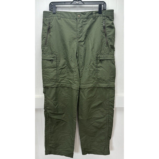 REI Convertible Cargo Pants 12 Green Nylon Zip Off Shorts EUC *Measures Big