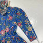 Vintage Anne Savoy Girls Dress Sz 8 Blue Floral Collar Layers Bows Long Sleeves