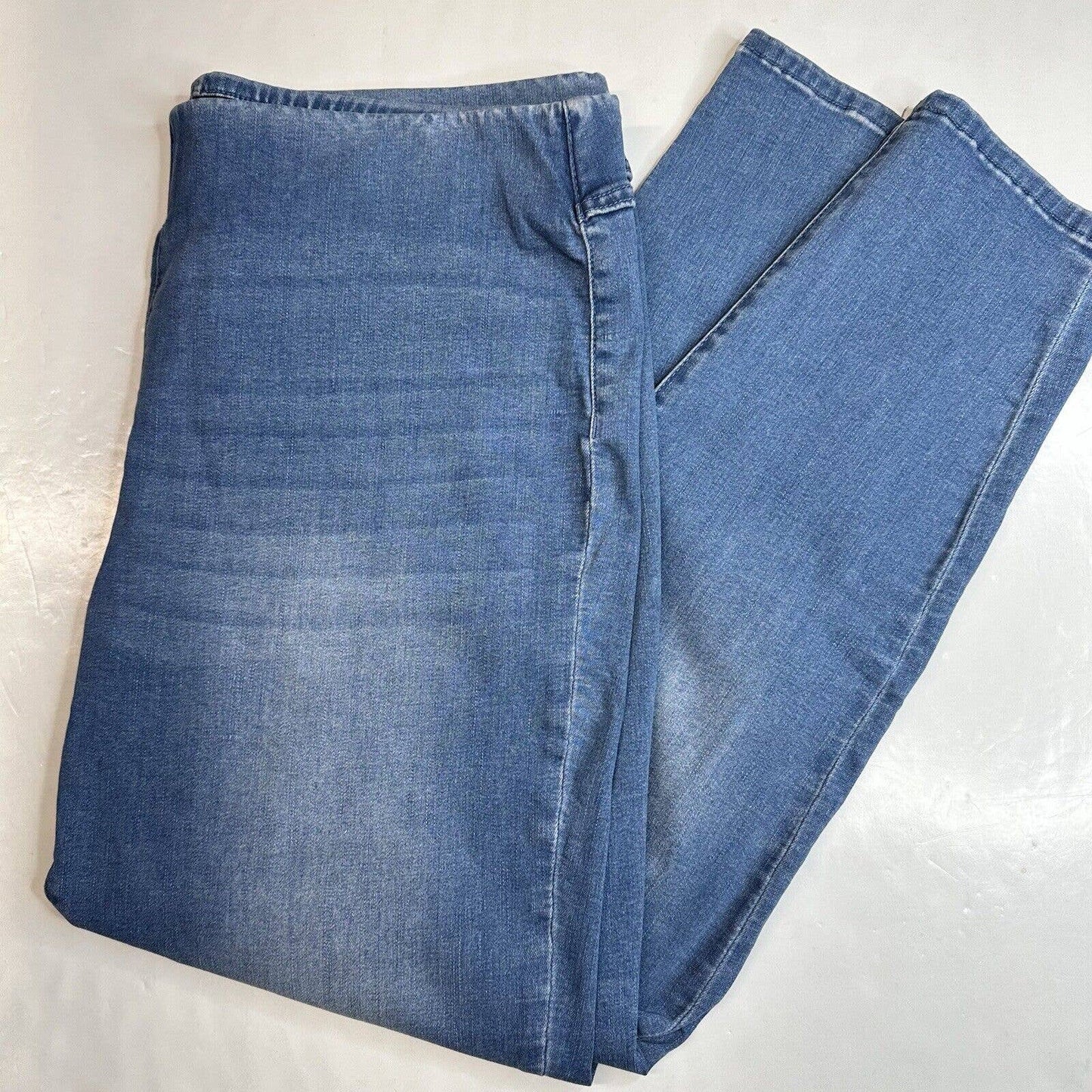 Soft Surroundings Pull On Skinny Jean XL (18) High Rise Stretch Blue Denim *Flaw