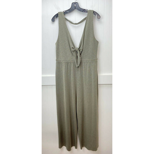 Buckle Daytrip Cropped Jumpsuit Romper Sz Large Green/Gray Stretch Raw Hems EUC