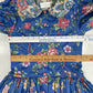 Vintage Anne Savoy Girls Dress Sz 8 Blue Floral Collar Layers Bows Long Sleeves