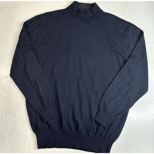 Pendleton 100% Merino Wool Sweater Mens Large Navy Blue Long Sleeve Soft