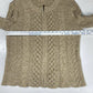Leo & Nicole Cable Knit Cardigan Sz Medium Womens Beige Full Zip Sweater Coat