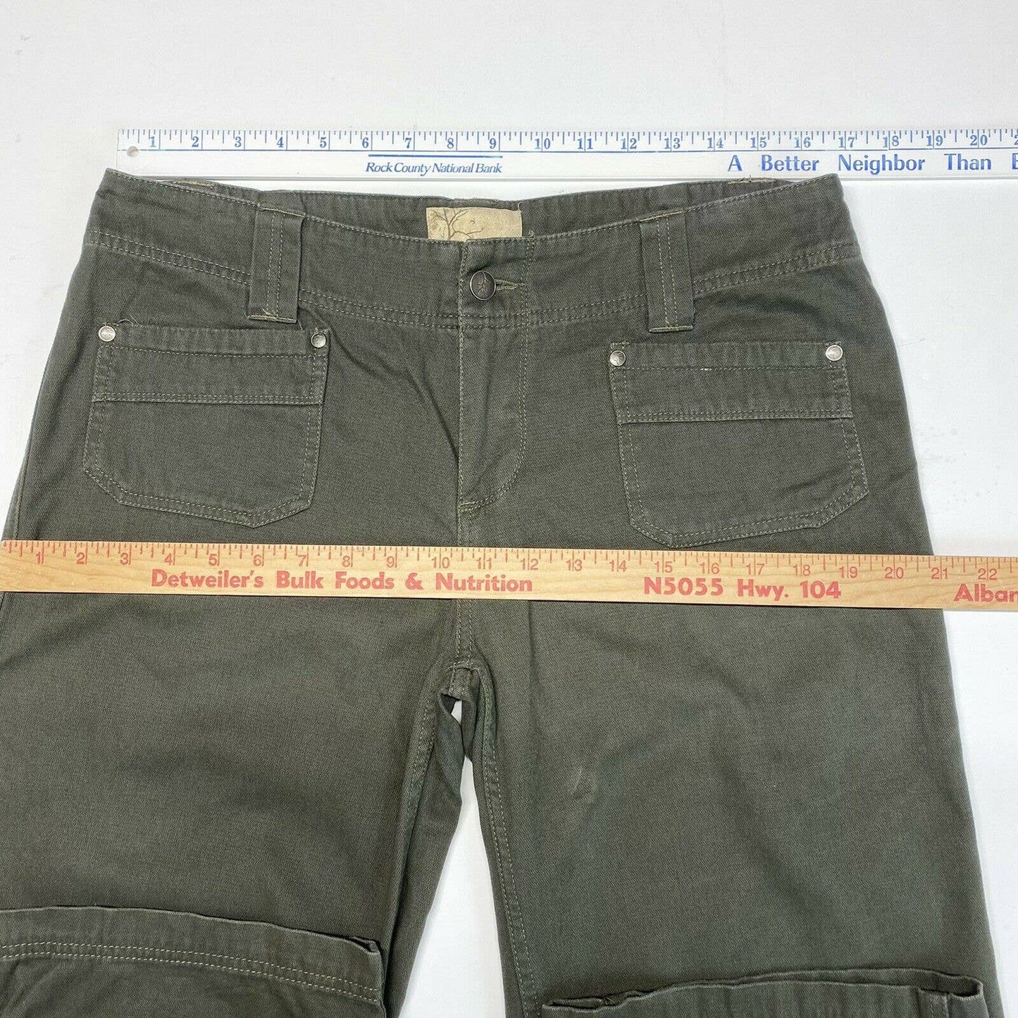 Gramicci Wide Leg Pants Sz 10 (33"Waist) Womens Green Organic Cotton Blend Jeans