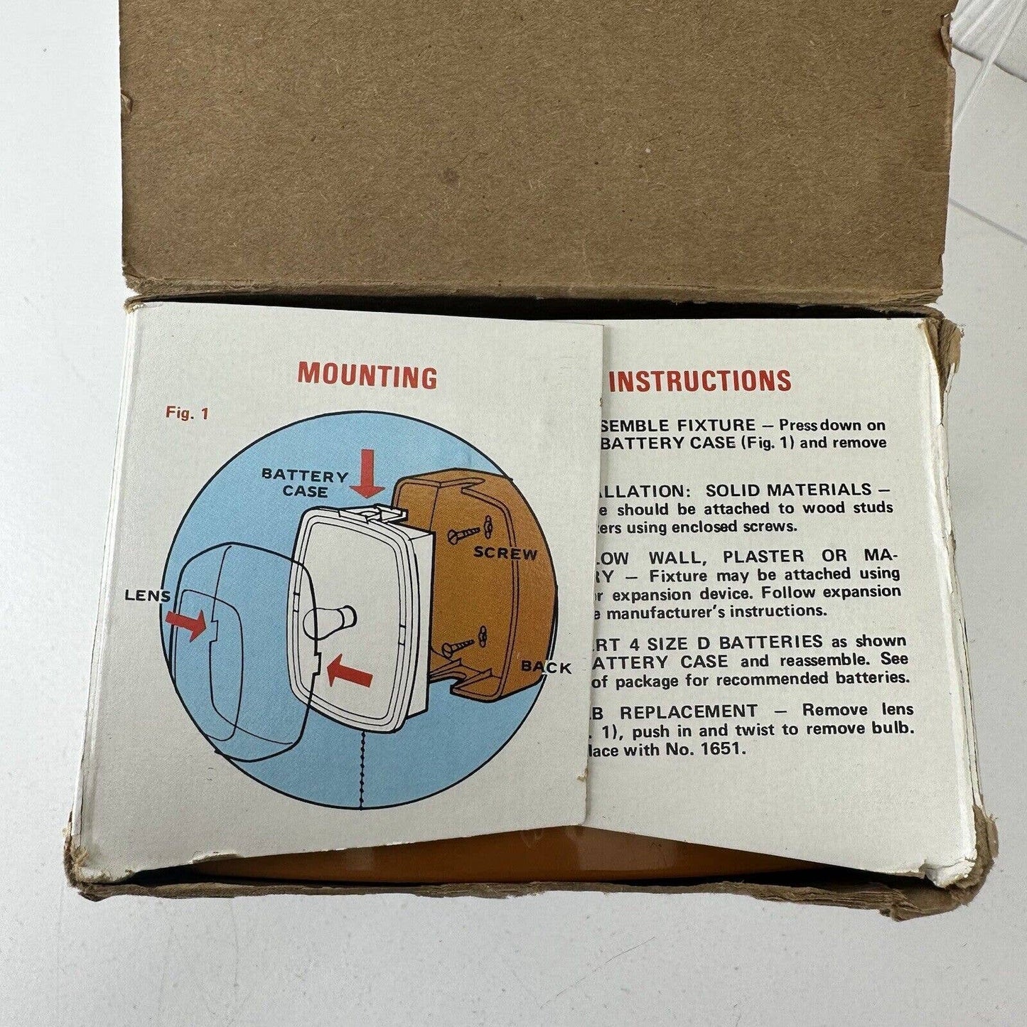 Ray-O-Vac Wireless Rust Orange Light Fixture Battery Powered #200 Vintage 1970s