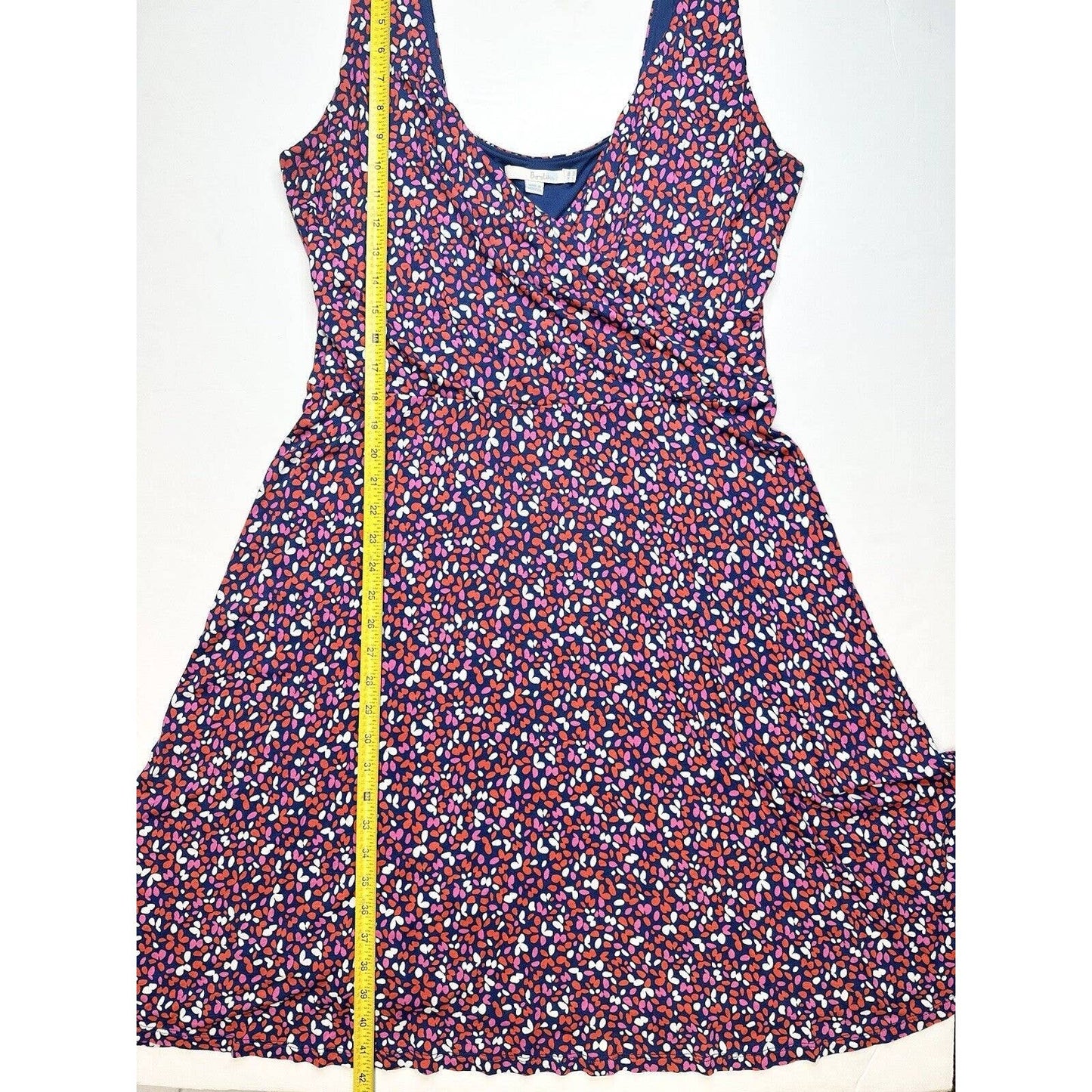 Boden Fit & Flare Sleeveless Dress (US 14/UK 18) Red/Pink/Blue Pattern Stretchy
