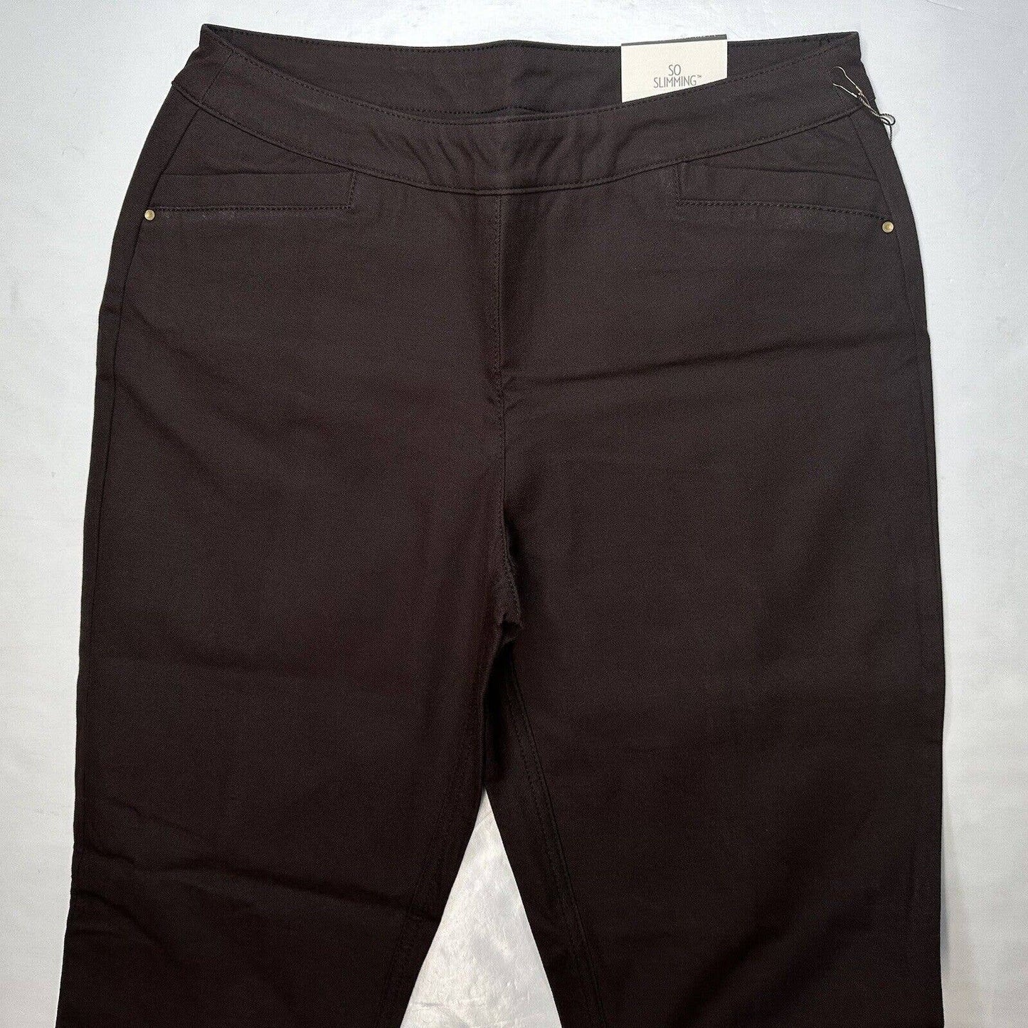 Chicos So Slimming Madison Pant Sz 1 Tall (US 8) Dark Brown Straight Jeans NEW