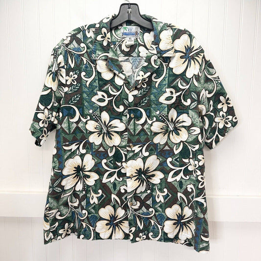 RJC Button Up Shirt Mens XL Floral Short Sleeve Hawaiian Textured Coastal USA
