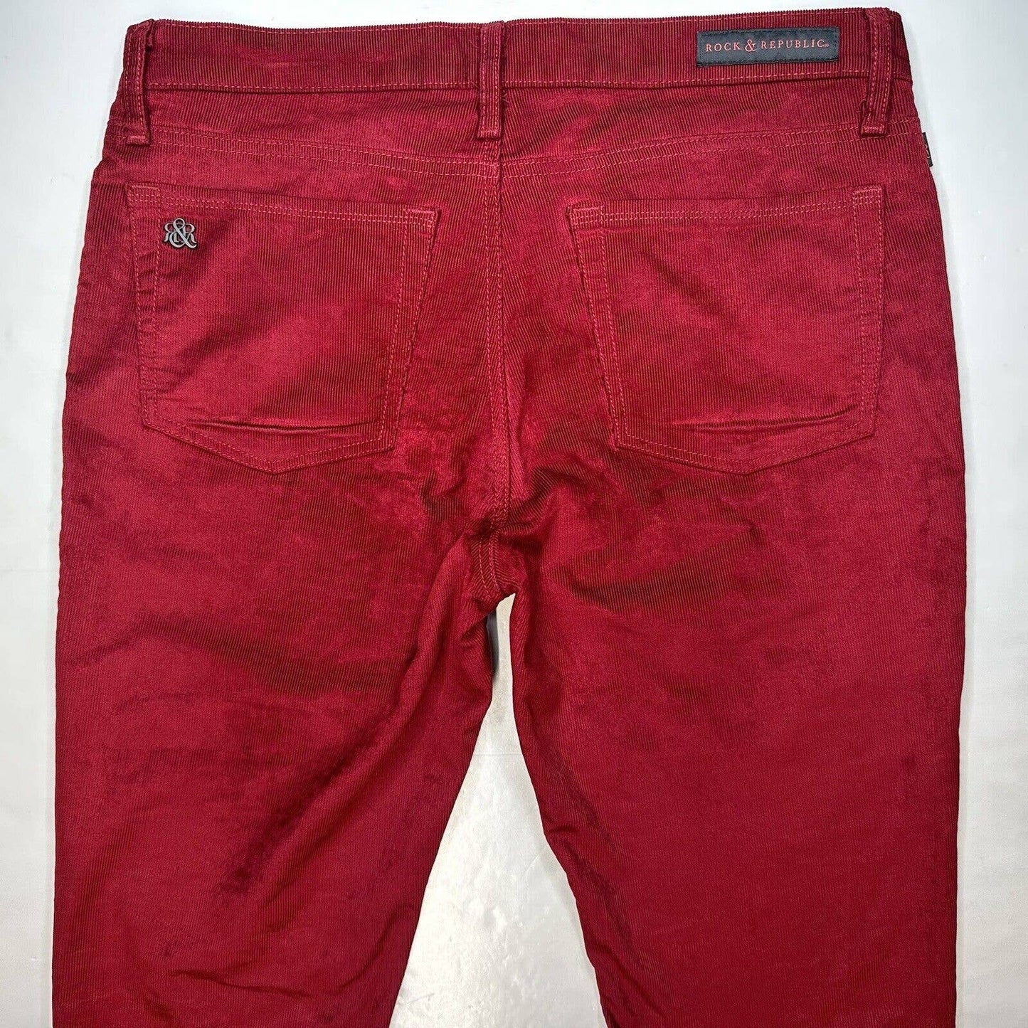 Rock&Republic Berlin Skinny Corduroy Jeans Women 12 Cherry Red Silky Soft Preppy