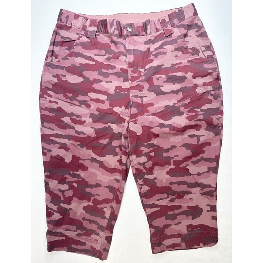 Duluth Trading Rootstock Gardening Pedal Pushers Capri 14 Pink Camo Cropped Pant