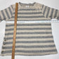 Knox Rose Striped Top XL Beige/Gray Stretchy Knit Long Sleeve Shirt Lace Accent