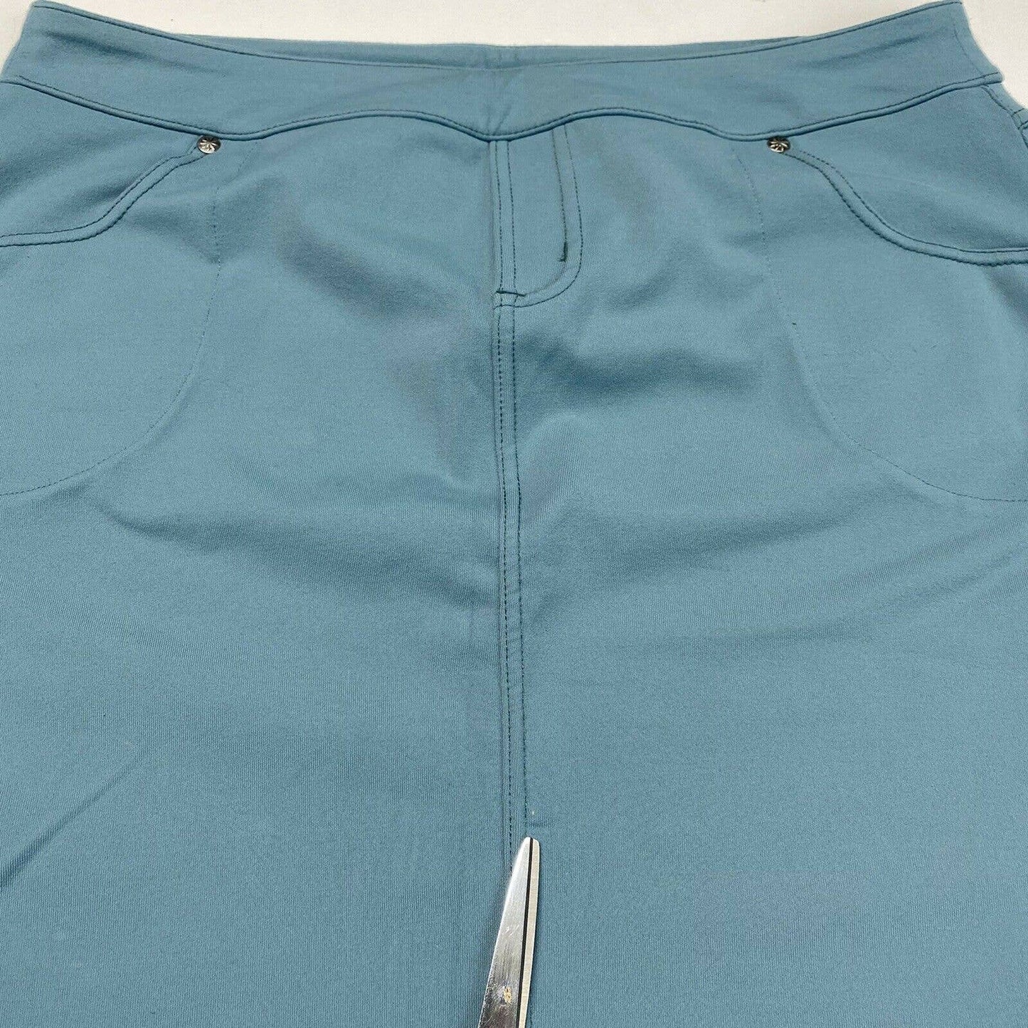 Athleta Active Skirt Sz Medium Blue/Green Stretch Knit Pull On Elastic *Flaw